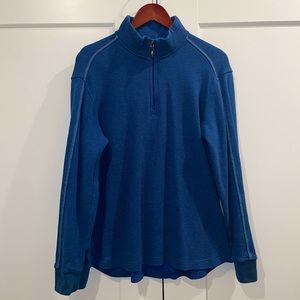 Men’s Robert Graham Blue Long Sleeve Zip Up Knit Sweater Size Medium